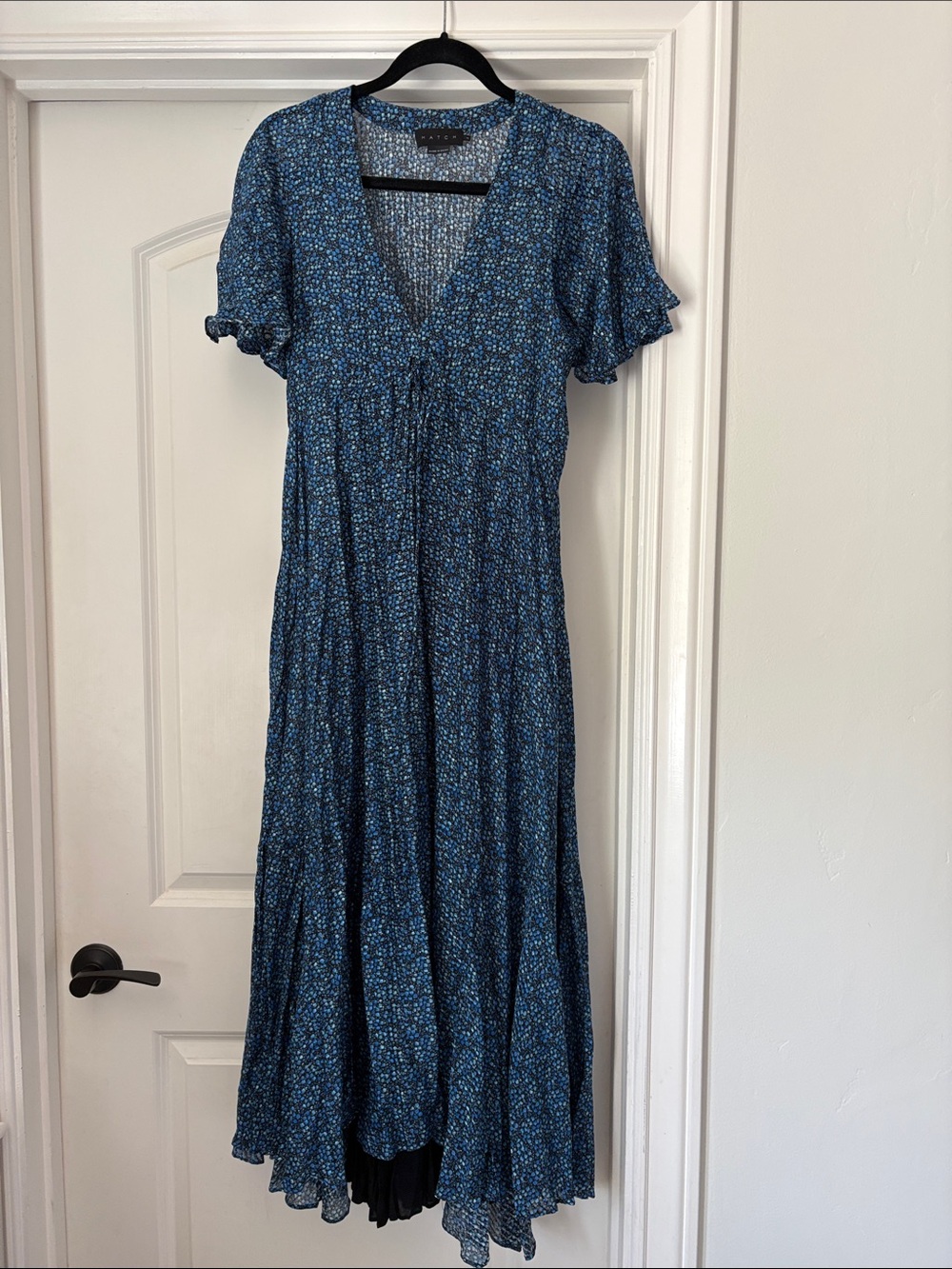 Hatch Maternity Blue Floral V-Neck Maxi Dress